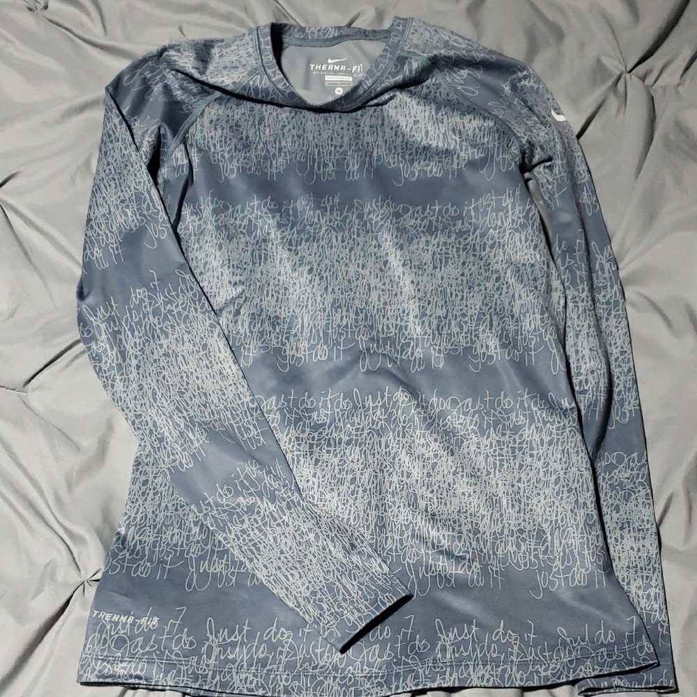 Nike Therma-Fit Script Pattern Shirt - Blue